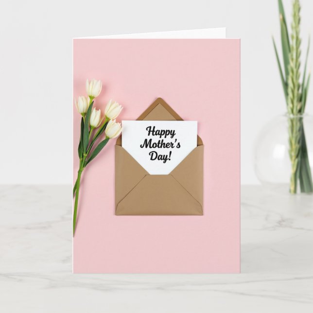 Pink Tulips Mothers Day Card (Front)