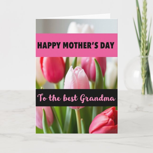 Pink Tulips Mothers Day Love Card (Front)