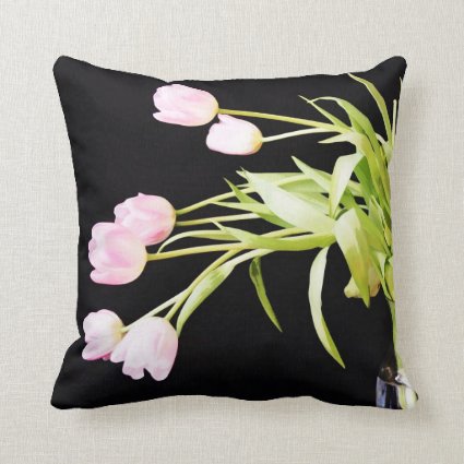 Pink Tulips Nature Theme Throw Pillow