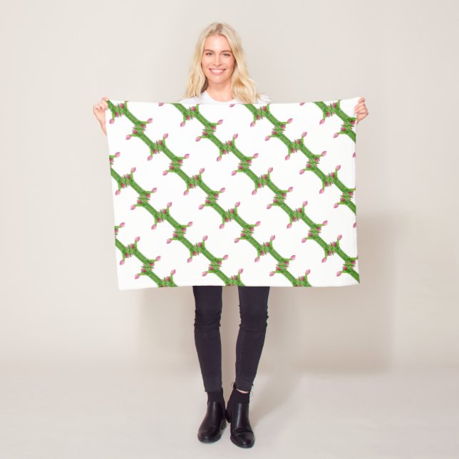 Pink tulips pattern fleece blanket (In Situ)