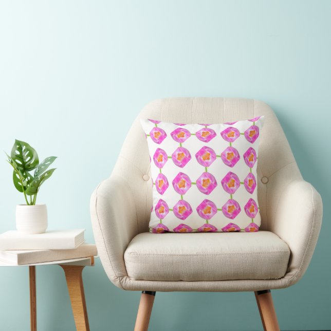 Pink tulips pattern throw pillow (Chair)