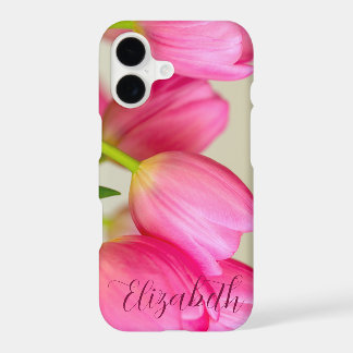 Pink Tulips Personalize iPhone 17 Case