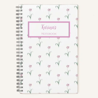 Pink Tulips Personalized Journal Notebook