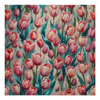pink tulips poster