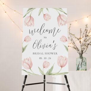 Pink Tulips Script Bridal Shower Foam Board