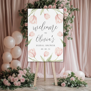 Pink Tulips Script Bridal Shower Foam Board