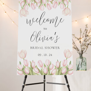 Pink Tulips Script Bridal Shower Foam Board
