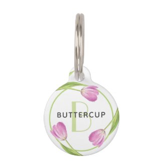 Pink tulips Spring Elegant floral Custom Name