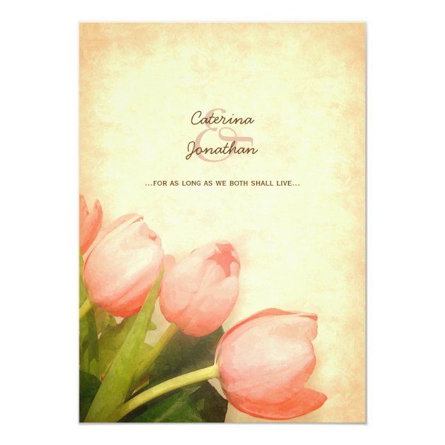 Pink Tulips Spring Wedding Invitation