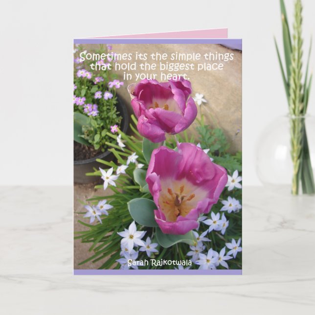 Pink Tulips Starflowers Spring Garden flowers Card (Front)