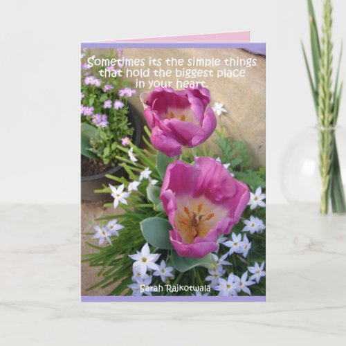 Pink Tulips Starflowers Spring Garden flowers Card
