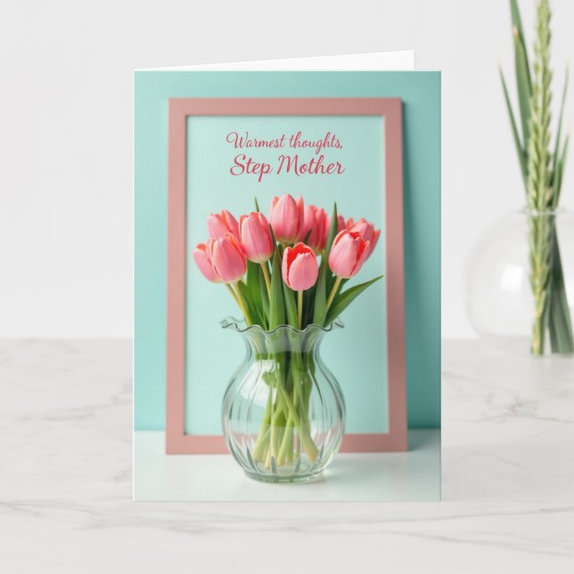 Pink Tulips Step Mother Card (Front)
