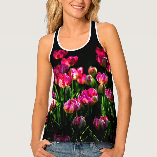 Pink Tulips Tank Top (Front)