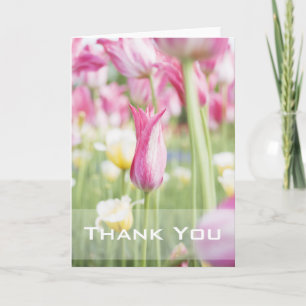 Pink Tulips Thank You Greeting Card