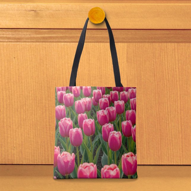 Pink Tulips Tote Bag (Tote bag with pink tulips)