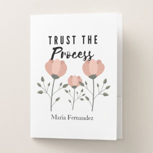 Pink Tulips Trust The Process Name Pocket Folder