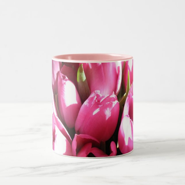 Pink Tulips Two-Tone Coffee Mug (Center)
