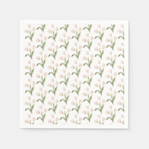 Pink Tulips Watercolors Floral Baby Shower Napkins
