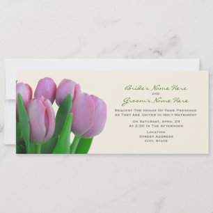 Pink Tulips Wedding Invite - From Bride & Groom