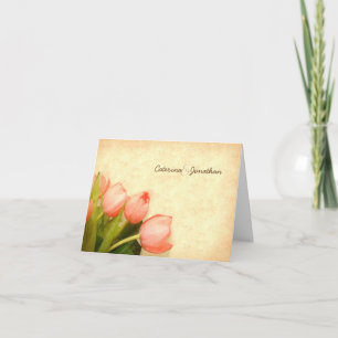 Pink tulips wedding note thank you