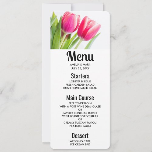 Pink Tulips with Green Leaves Photo Invitation