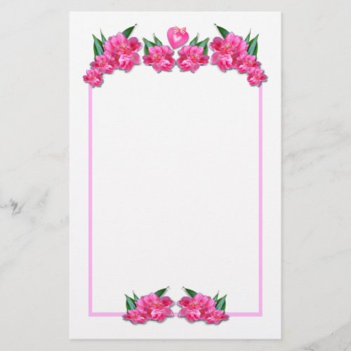 PINK TULIPS WITH HEART   Stationary Stationery