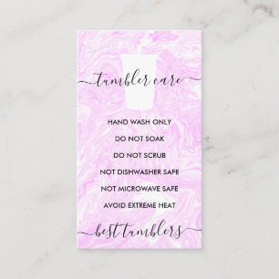 Pink Tumbler care instructions Business Card