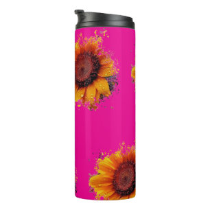 Pink Tumbler with Sunflower Design
