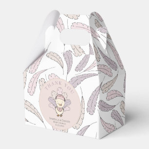 Pink Turkey & Feathers Fall Girl Baby Shower Favor Boxes