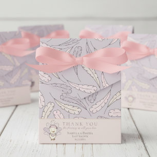 Pink Turkey & Feathers Fall Girl Baby Shower Favor Boxes