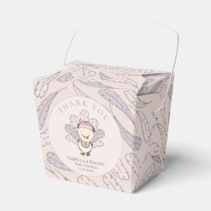 Pink Turkey & Feathers Fall Girl Baby Shower Favor Boxes