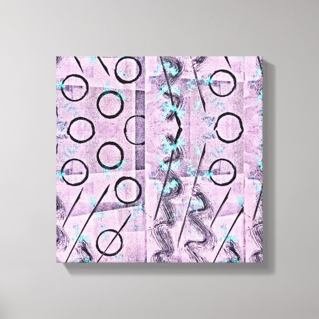 Pink, Turquoise and Black Abstract Canvas Print (Front)