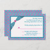 Pink, Turquoise, and White Polka Dot Reply Card (Front/Back)