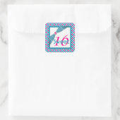 Pink, Turquoise, and White Sweet 16 Square Sticker (Bag)