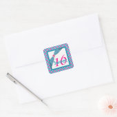 Pink, Turquoise, and White Sweet 16 Square Sticker (Envelope)