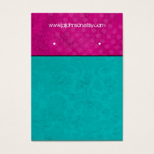 Pink &amp; Turquoise Background Earring Cards Business Card Templates