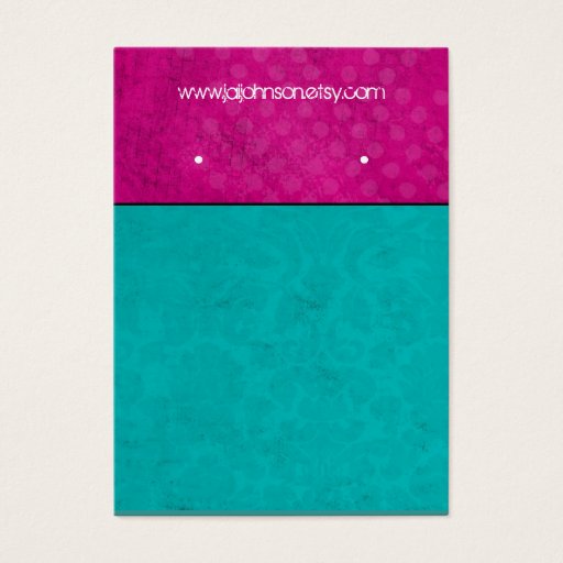 Customizable Pink & Turquoise Background Earring Cards Business Card Templates