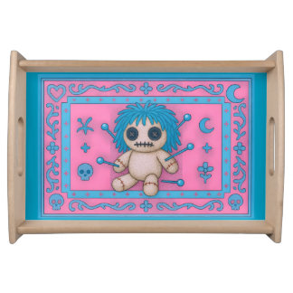 Pink + Turquoise Blue Voodoo Doll Serving Tray