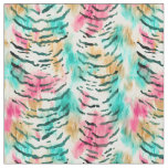 Pink, Turquoise &amp; Brown Tiger Stripes Fabric