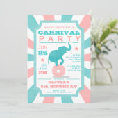Pink | Turquoise Carnival Party Big Top Birthday Invitation (Standing Front)