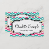 Pink Turquoise Chevron Personal Business Card (Front/Back)