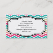 Pink Turquoise Chevron Personal Business Card (Back)