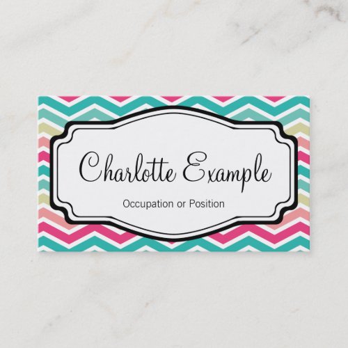 Pink Turquoise Chevron Personal Business Card