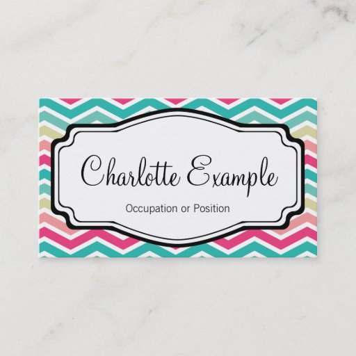 Customizable Pink Turquoise Chevron Personal Business Card