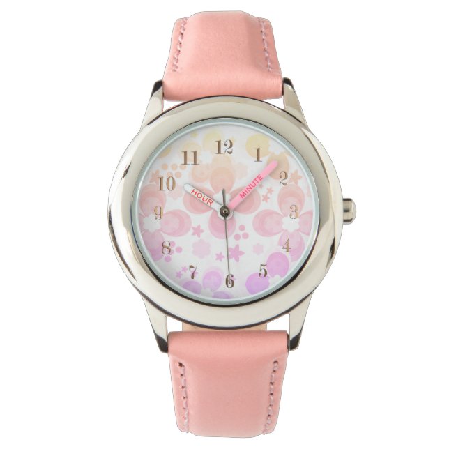 Pink, turquoise, floral watch (Front)