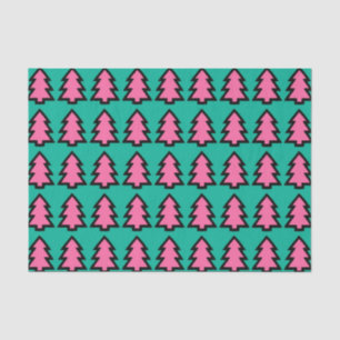 Pink & Turquoise Forest Pine Tree Pattern Tissue Paper