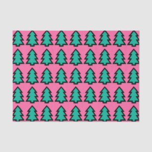 Pink & Turquoise Forest Pine Tree Pattern Tissue Paper