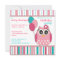 Pink Turquoise Girly Owl Birthday Party Invitation