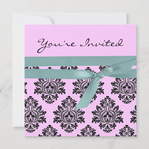 Pink &amp; turquoise linen Twin baby shower invite