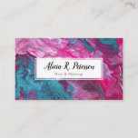 Pink Turquoise Marble Makeup Artist Hair Stylist Business Card